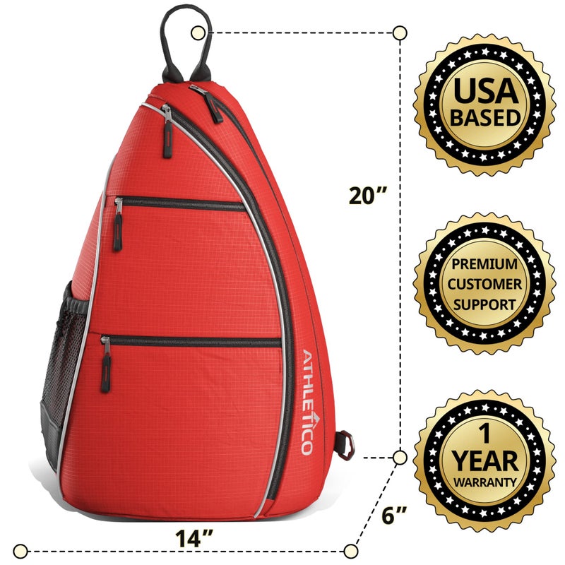 Athletico Sling Bag - Crossbody Backpack for Pickleball, Tennis, Racketball, and Travel for Men and Women (Red) - Image 5